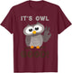 Too Cute Owl Good Pun Design For Girls & Boys -Adults & Kids , Black, Small, Short Sleeve, Classic Fit, Cotton, Polyester T-Shirt - T-Shirt | Maroon
