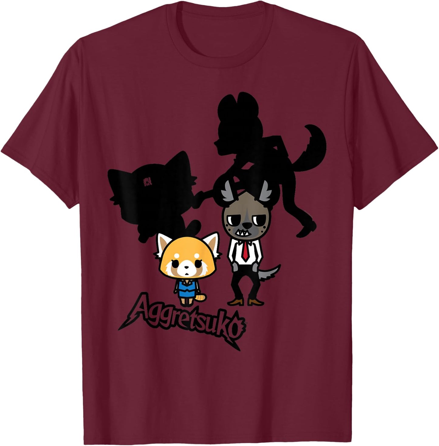 Aggretsuko and Haida Rocker Shadows Shirt T-Shirt - T-Shirt | Maroon
