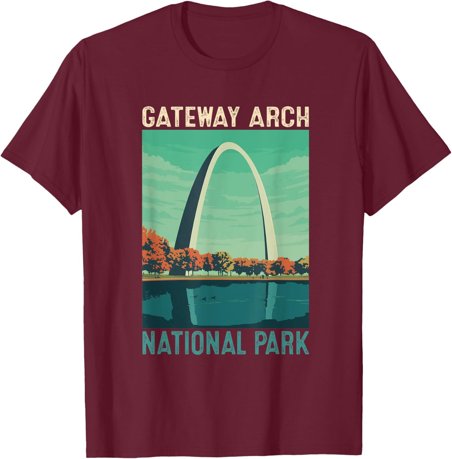 Gateway Arch National Park Hiking Camping Outdoor T-Shirt - T-Shirt | Maroon