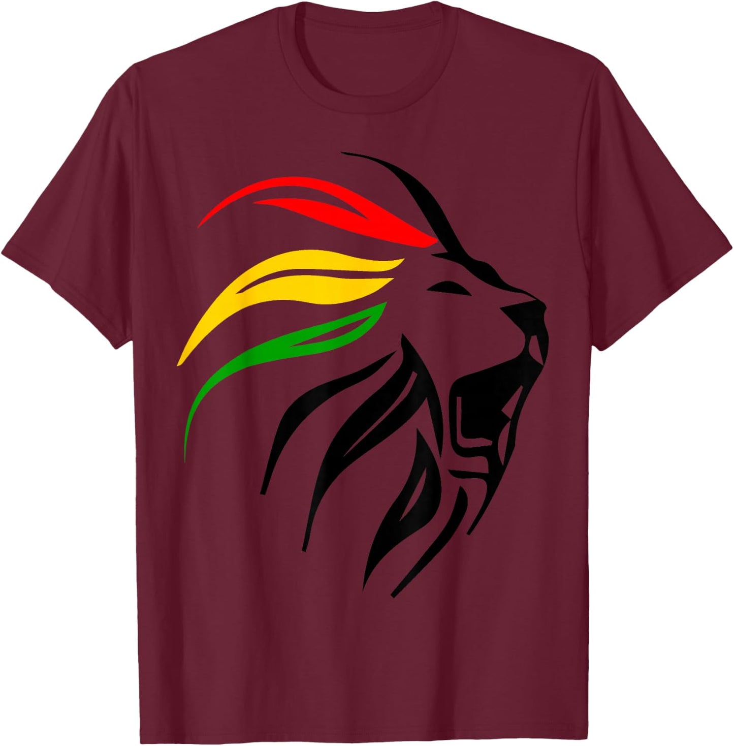 Rasta Lion & Rastafari Colours for Reggae & Jamaica Lovers T-Shirt - T-Shirt | Maroon