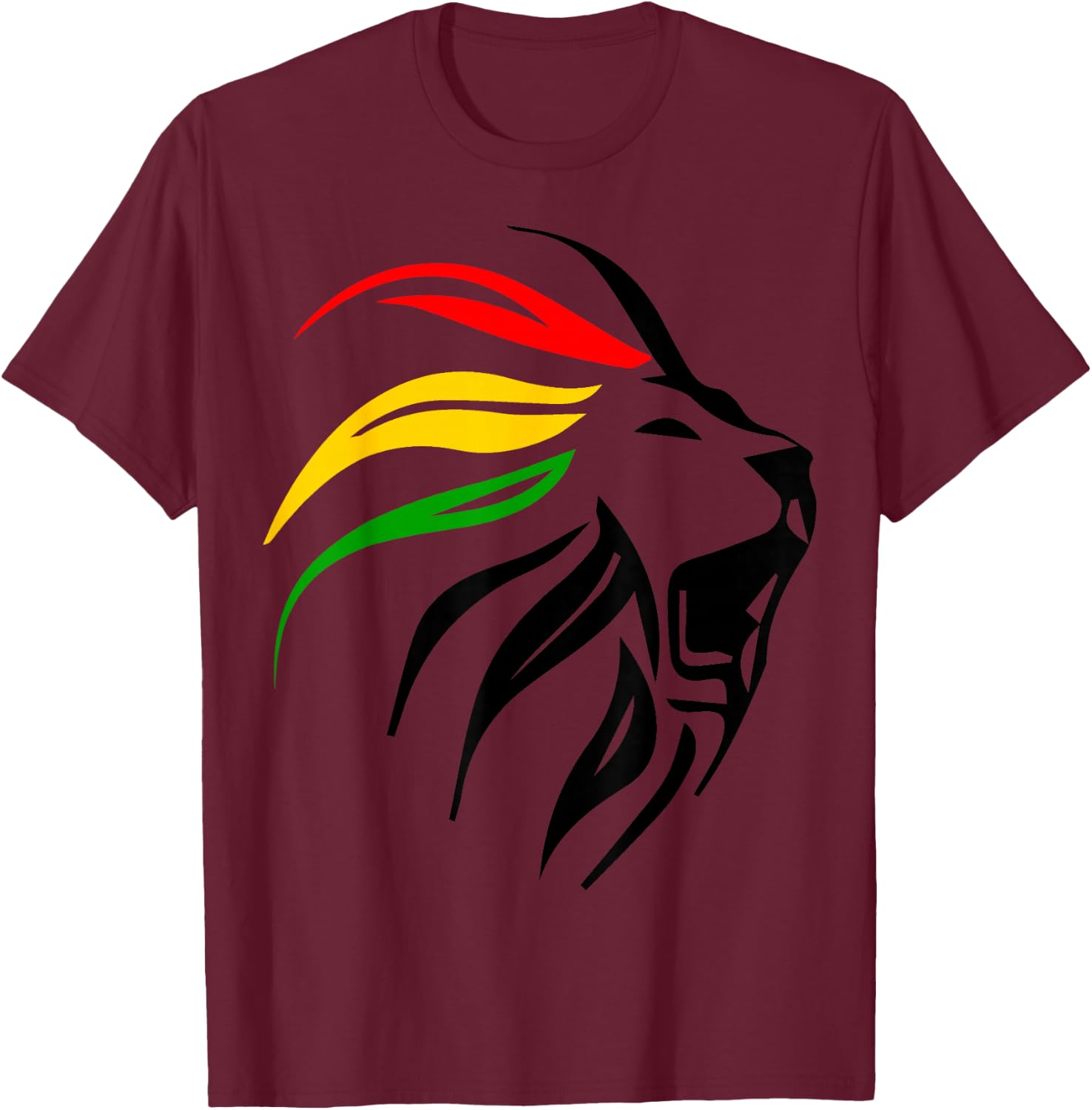 Rasta Lion & Rastafari Colours for Reggae & Jamaica Lovers T-Shirt - T-Shirt | Maroon