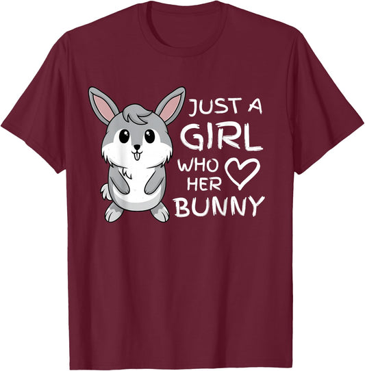 Just a Girl Who Loves Her Rabbit And Bunny Pet T-Shirt - T-Shirt | Maroon