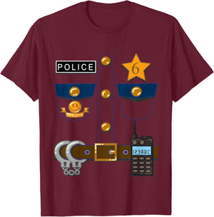 Kids Policeman Costume Funny Birthday 6 Year Old T Shirt T-Shirt - T-Shirt | Maroon