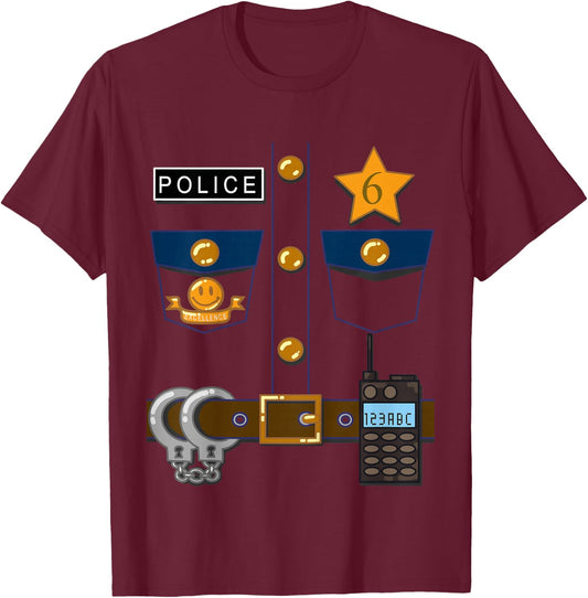 Kids Policeman Costume Funny Birthday 6 Year Old T Shirt T-Shirt - T-Shirt | Maroon