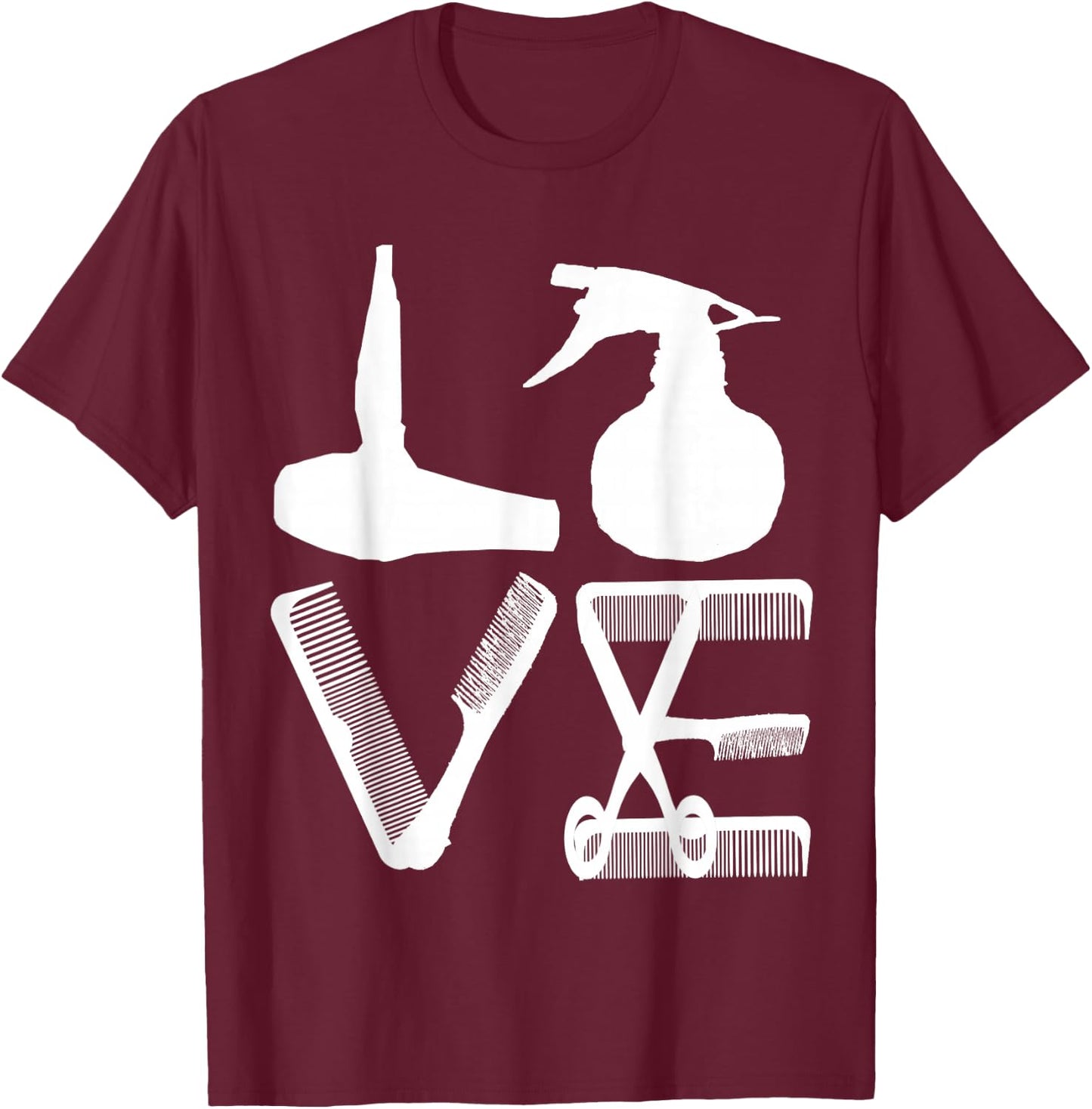 Hairdresser Love Hair Salon Haircutter Hairstylist Barber T-Shirt - T-Shirt | Maroon