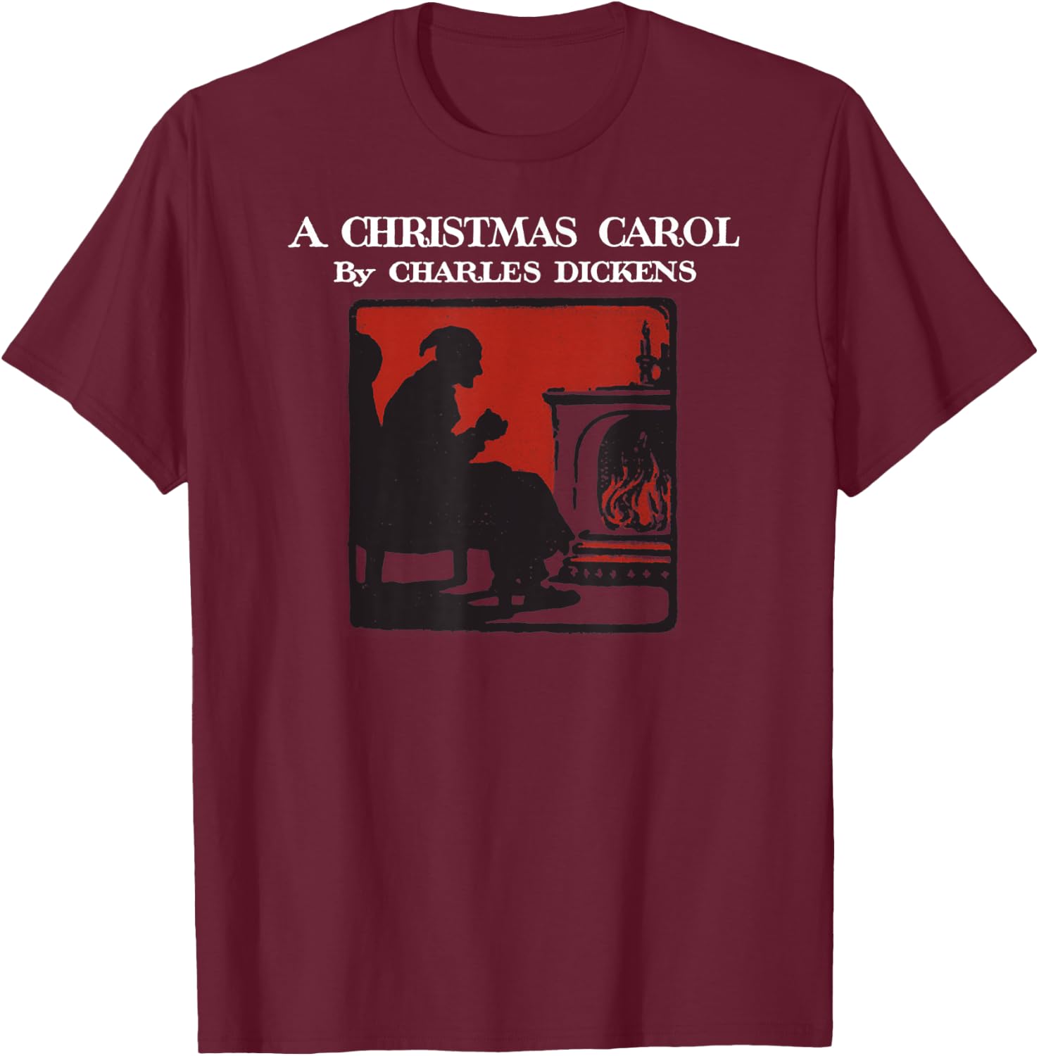 Charles Dickens Vintage Scrooge A Christmas Carol Book Art T-Shirt - T-Shirt | Maroon