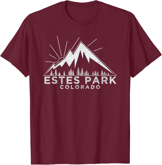 Estes Park Colorado T Shirt Vintage Hiking Retro Design T-Shirt - T-Shirt | Maroon