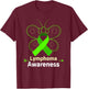 Butterfly Products Lymphoma Ribbon Lymphoma Awareness T-Shirt - T-Shirt | Maroon