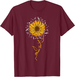 Music Teacher Shirt Sunflower Music Notes Musician Singer T-Shirt - T-Shirt | Maroon