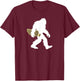Bigfoot with Morel Mushroom Shirt, Sasquatch Fungi Gift T-Shirt - T-Shirt | Maroon