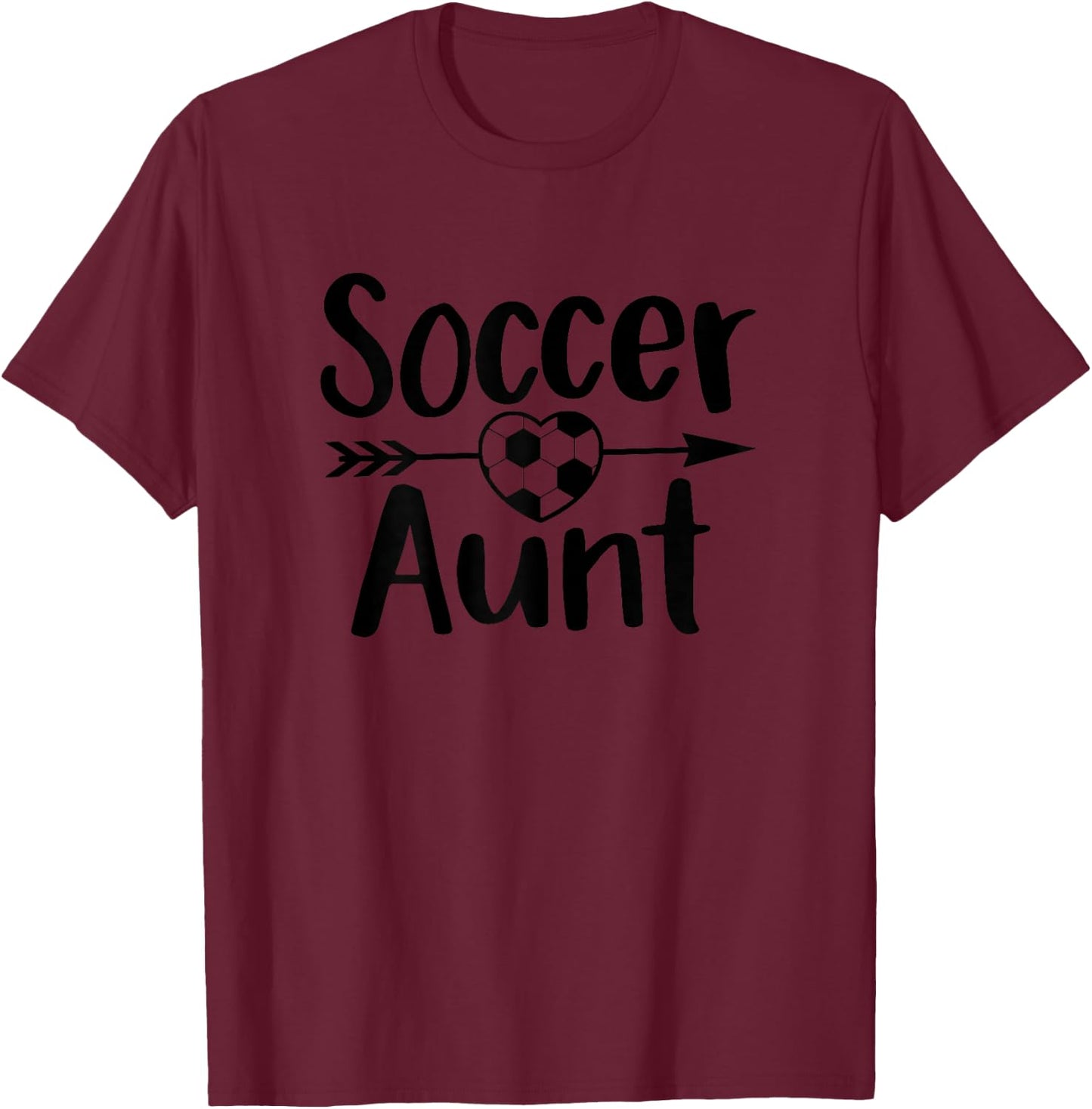 Soccer Aunt Heart Sport Lover Auntie Mother's Day T-Shirt - T-Shirt | Maroon