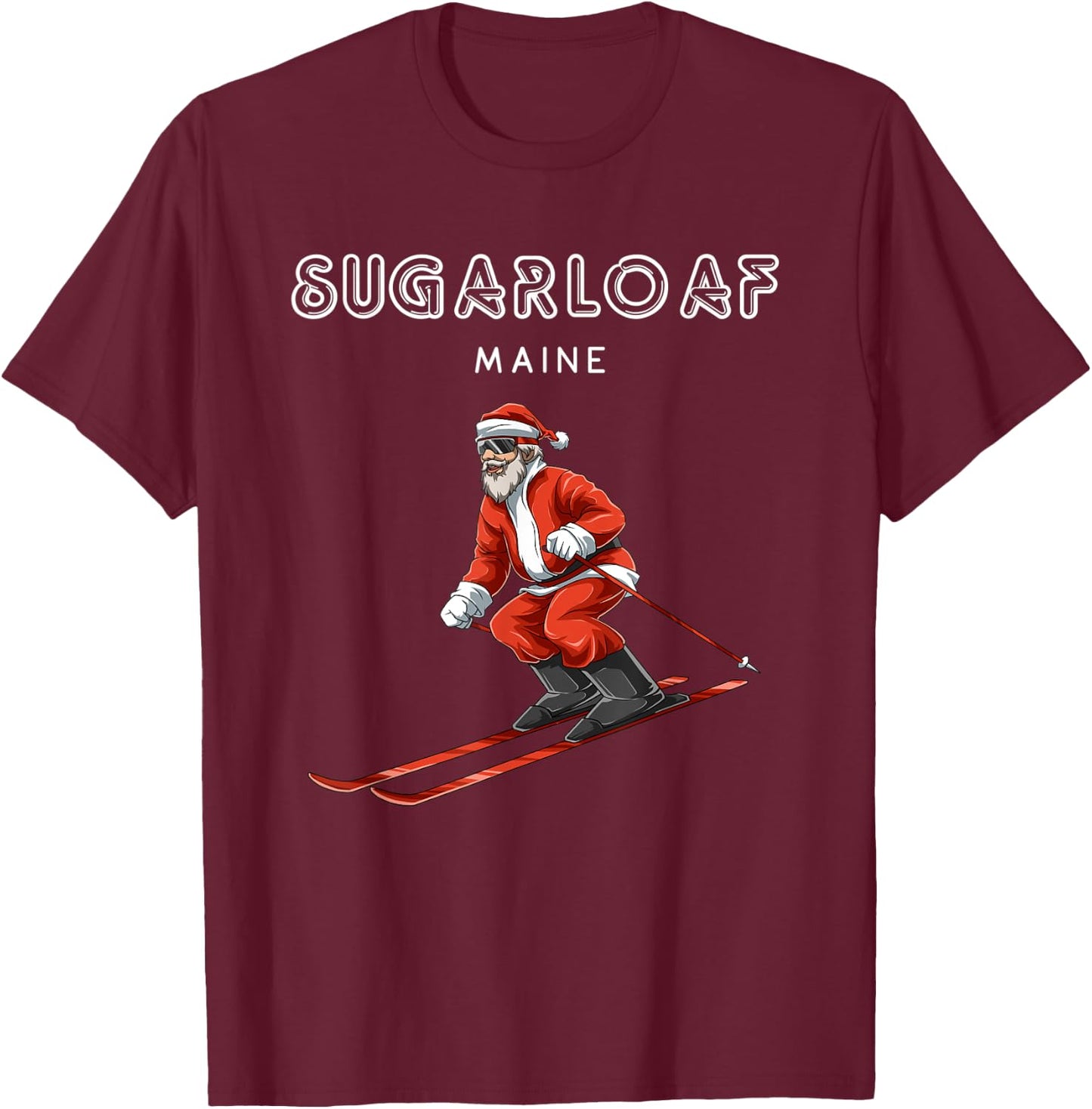 Santa Claus - Sugarloaf Maine USA Ski Resort Retro Gift T-Shirt - T-Shirt | Maroon