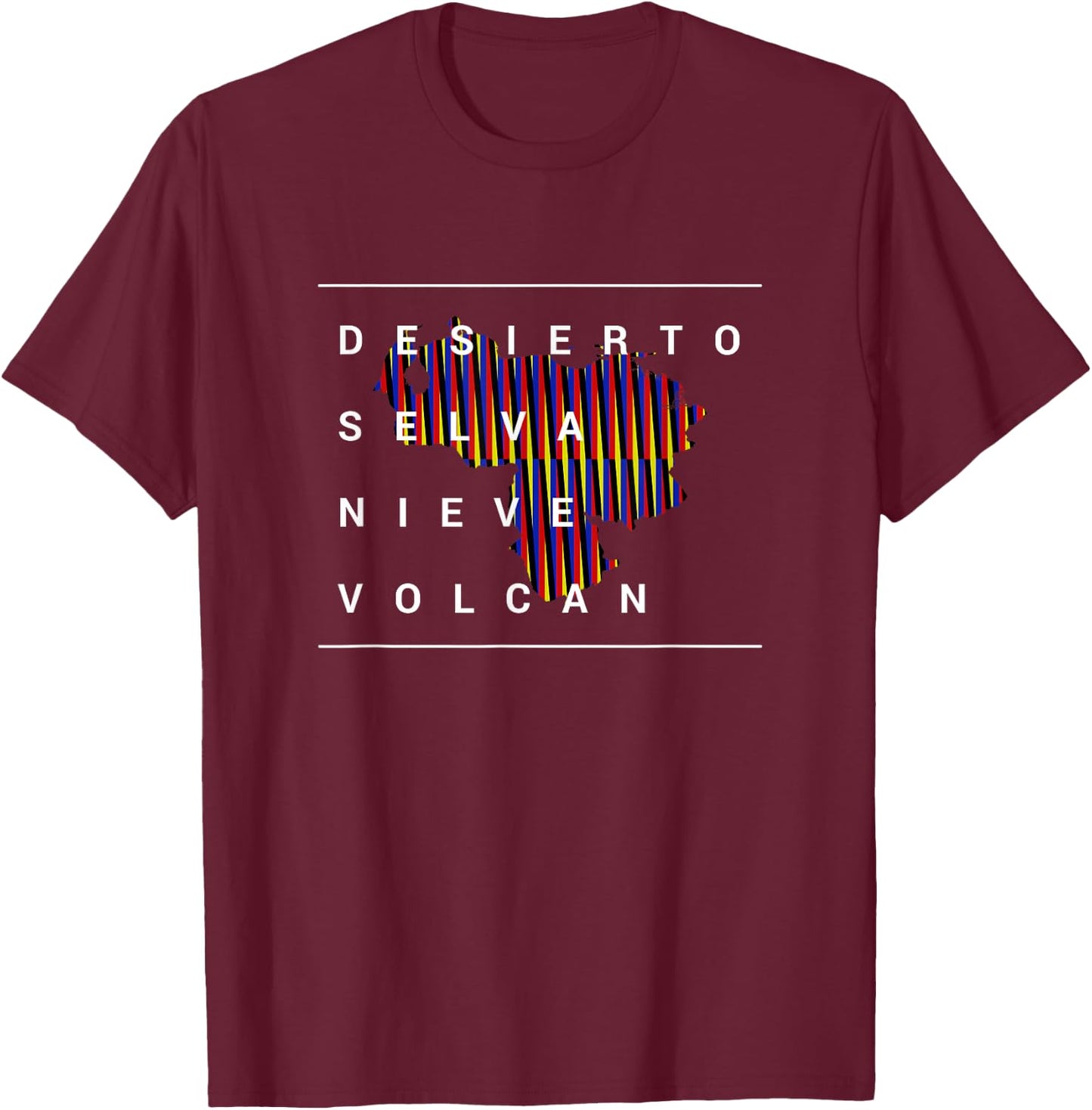 Venezuela Desierto Selva Nieve Venezuelan Chromatic Art Gift T-Shirt - T-Shirt | Maroon