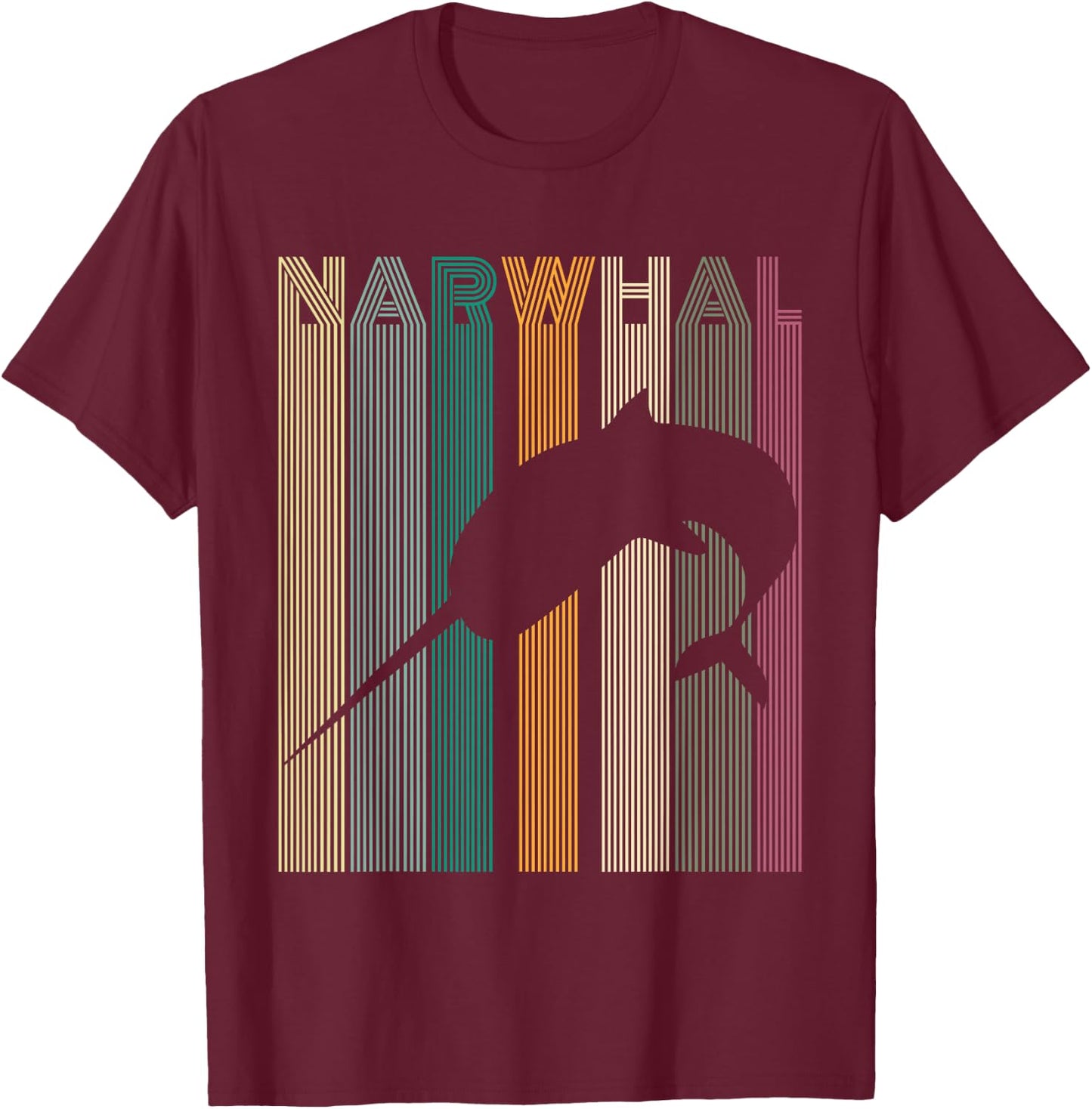Kids Narwhal Retro Narwhal Shirt Women Men Boys T-Shirt - T-Shirt | Maroon