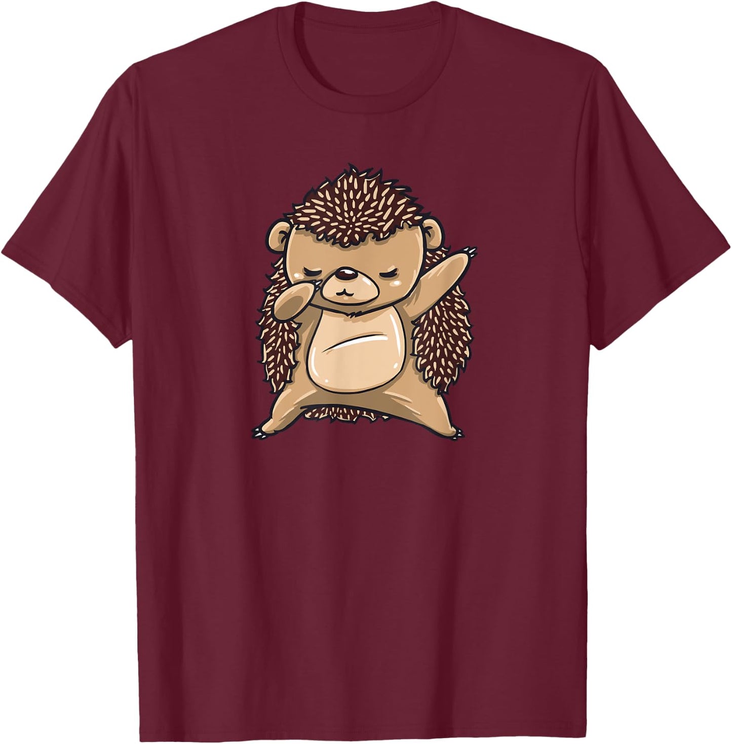 Funny Dabbing Hedgehog shirt kids men T-Shirt - T-Shirt | Maroon