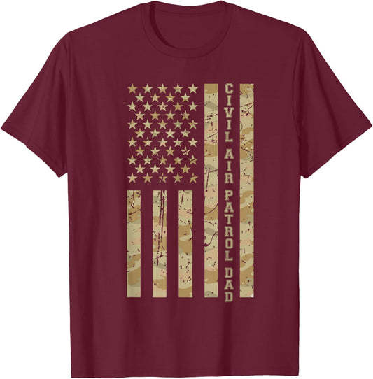 Civil Air Patrol Dad Proud Military Family Desert Camo T-Shirt - T-Shirt | Maroon