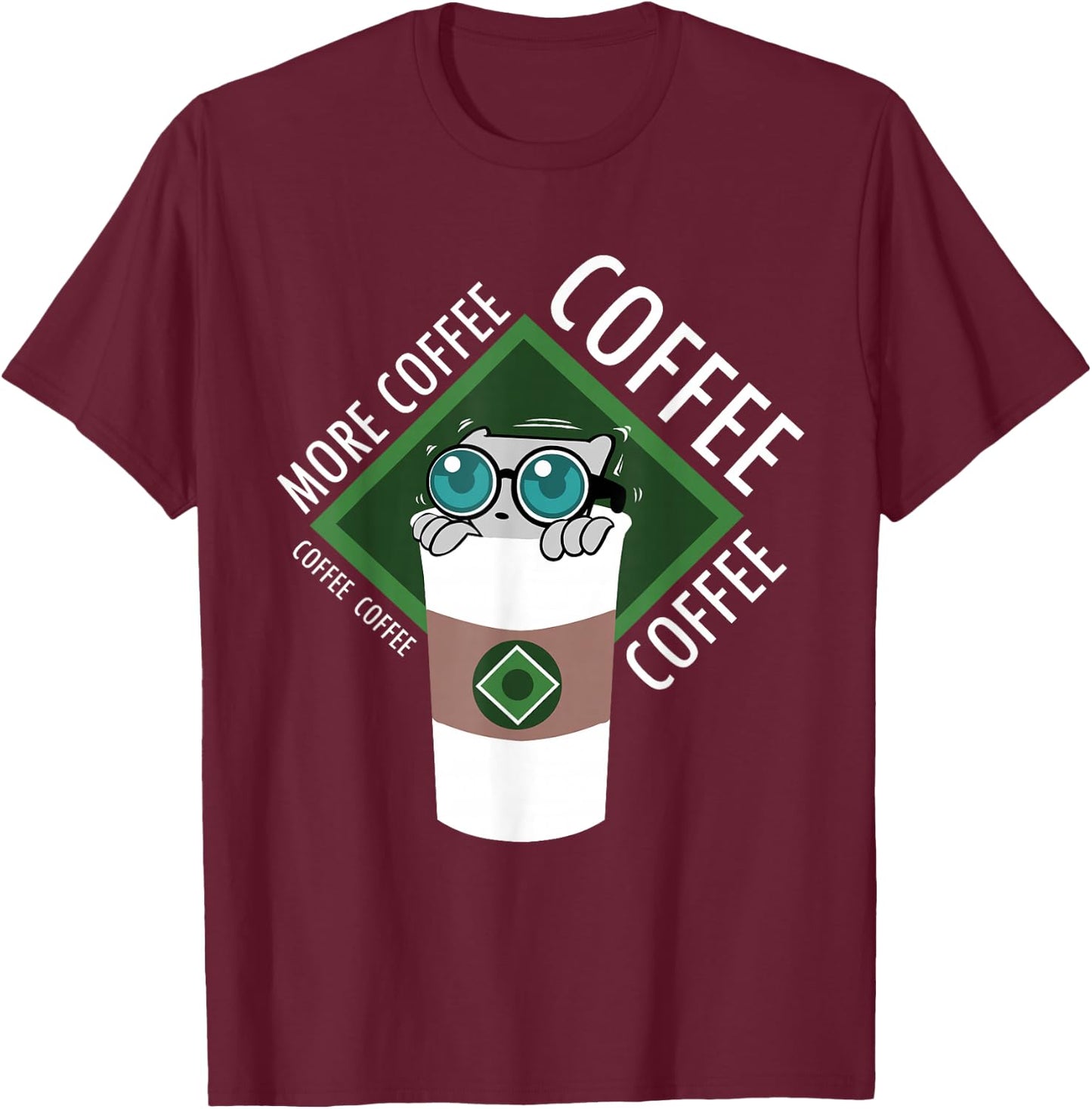More Coffee! Mushroom-E T-Shirt - T-Shirt | Maroon