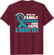 Family Faith I Beat It Ovarian Cancer Awareness Ribbon Gifts T-Shirt - T-Shirt | Maroon