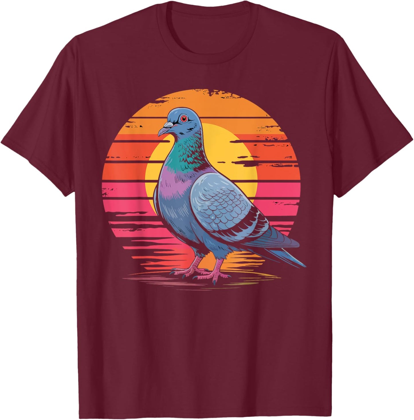 Retro Pigeon Lover Urban Birdwatching Gifts Women T-Shirt - T-Shirt | Maroon