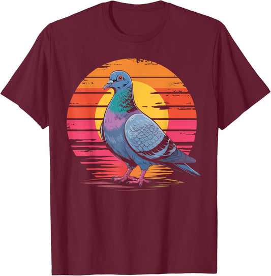 Retro Pigeon Lover Urban Birdwatching Gifts Women T-Shirt - T-Shirt | Maroon