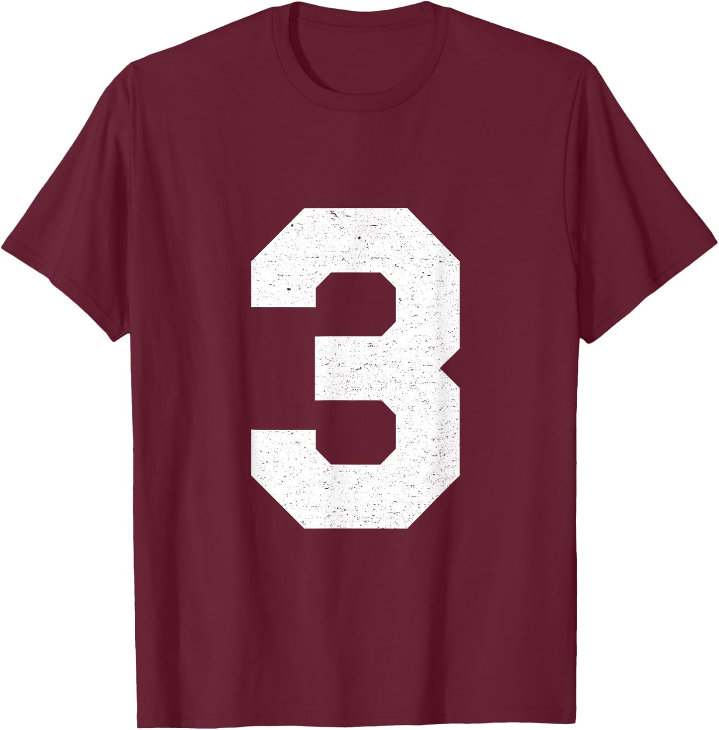 Number #3 Uniform Jersey, 3rd Place, Three T-Shirt - T-Shirt | Maroon