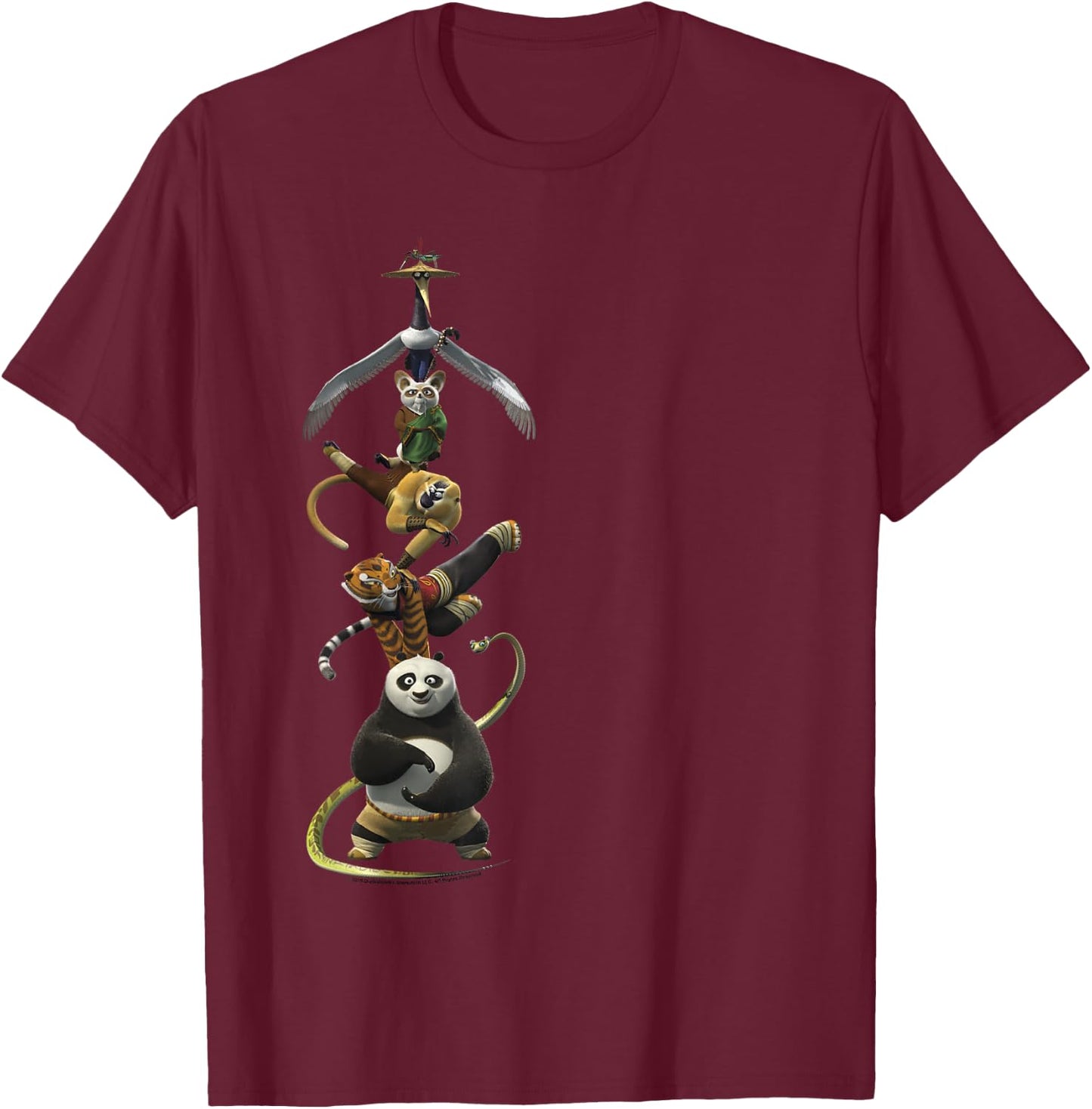 Kung Fu Panda Po and The Furious Five Stack Portrait T-Shirt - T-Shirt | Maroon