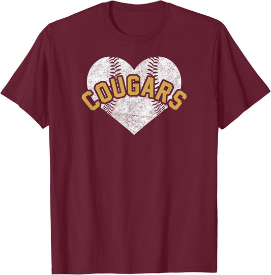Cougars Baseball Softball Shirt High School Team Mascot Mom T-Shirt - T-Shirt | Maroon