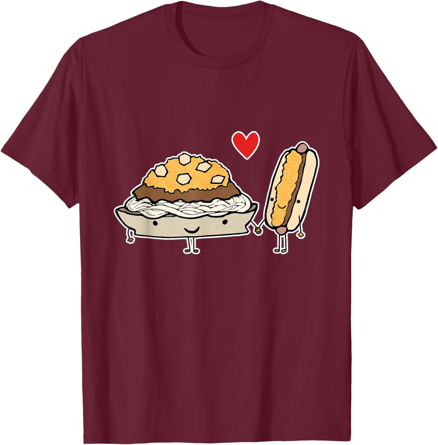 Cincinnati Style Chili 3 Way and Cheese Coney T Shirt T-Shirt - T-Shirt | Maroon