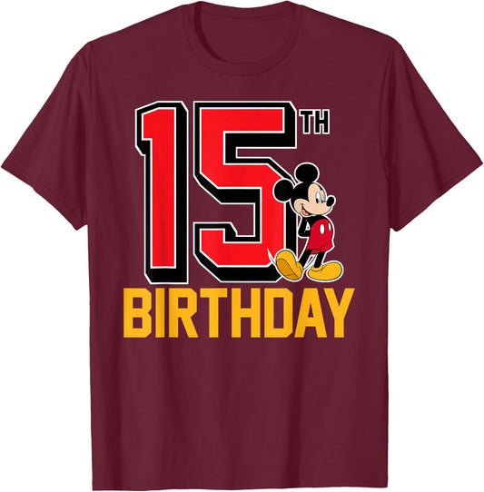 Disney - Mickey 15th Birthday Standard T-Shirt - T-Shirt | Maroon