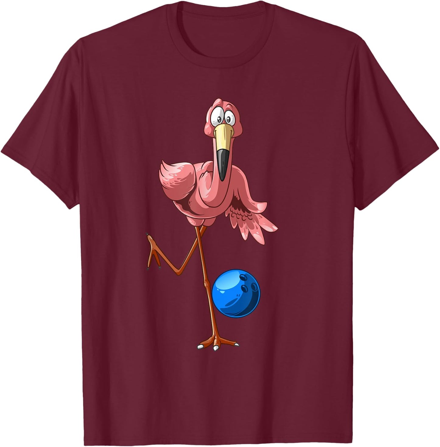 Cool Bowling Flamingo | Funny Shorebirds Lover Player Gift T-Shirt - T-Shirt | Maroon