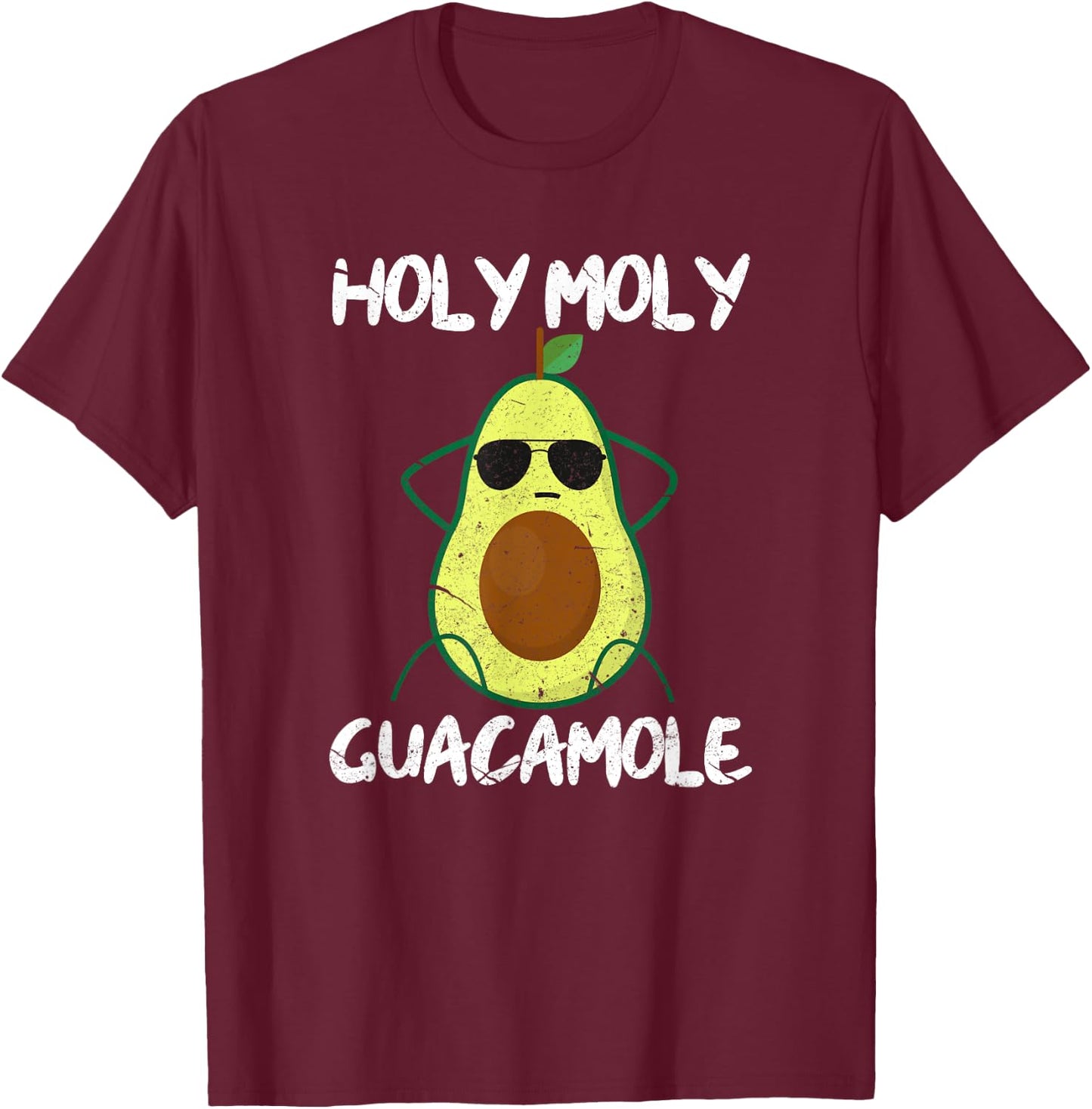 Holy Moly Guacamole Funny Avocado Vegan Veganism T-Shirt - T-Shirt | Maroon