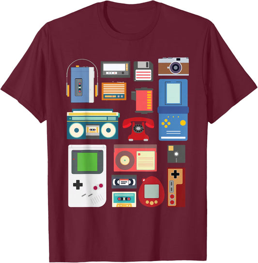 Retro/Vintage 90s Technology Old Gadgets Gift T-Shirt - T-Shirt | Maroon