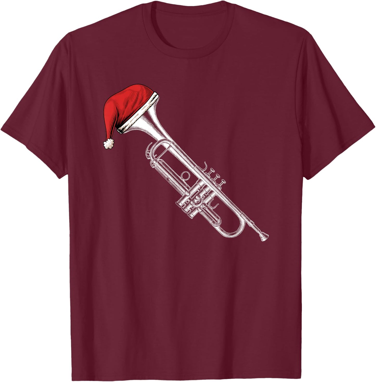 Santa Trumpet Christmas Jazz Music Xmas | For Trumpet Player T-Shirt - T-Shirt | Maroon