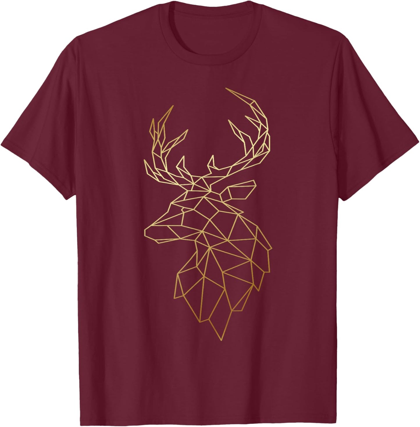 Deer Shirt Geometric Polygonal Abstract Art T-Shirt - T-Shirt | Maroon