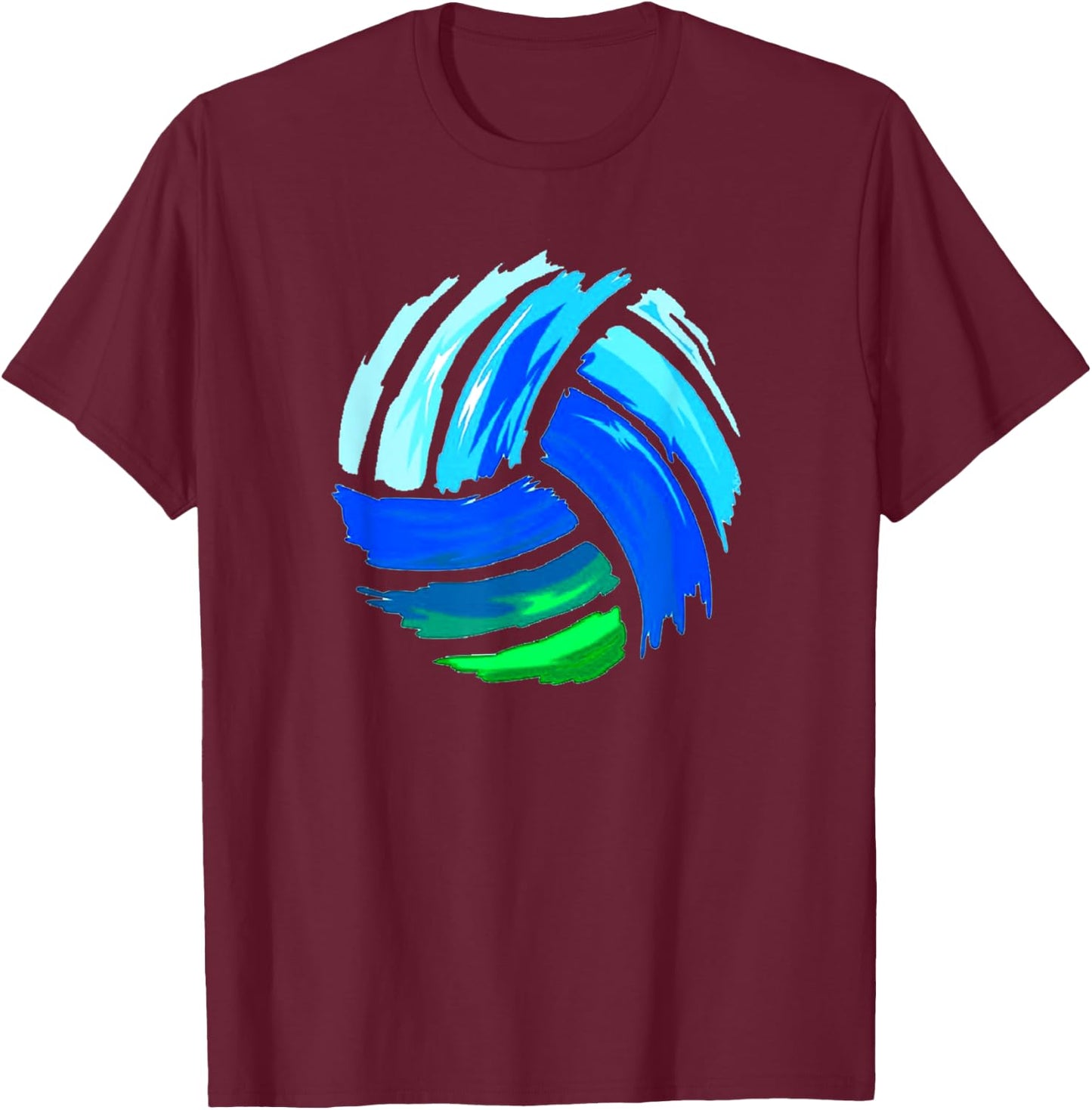 Volleyball Blue Green For Teen Girls & Boys T-Shirt - T-Shirt | Maroon