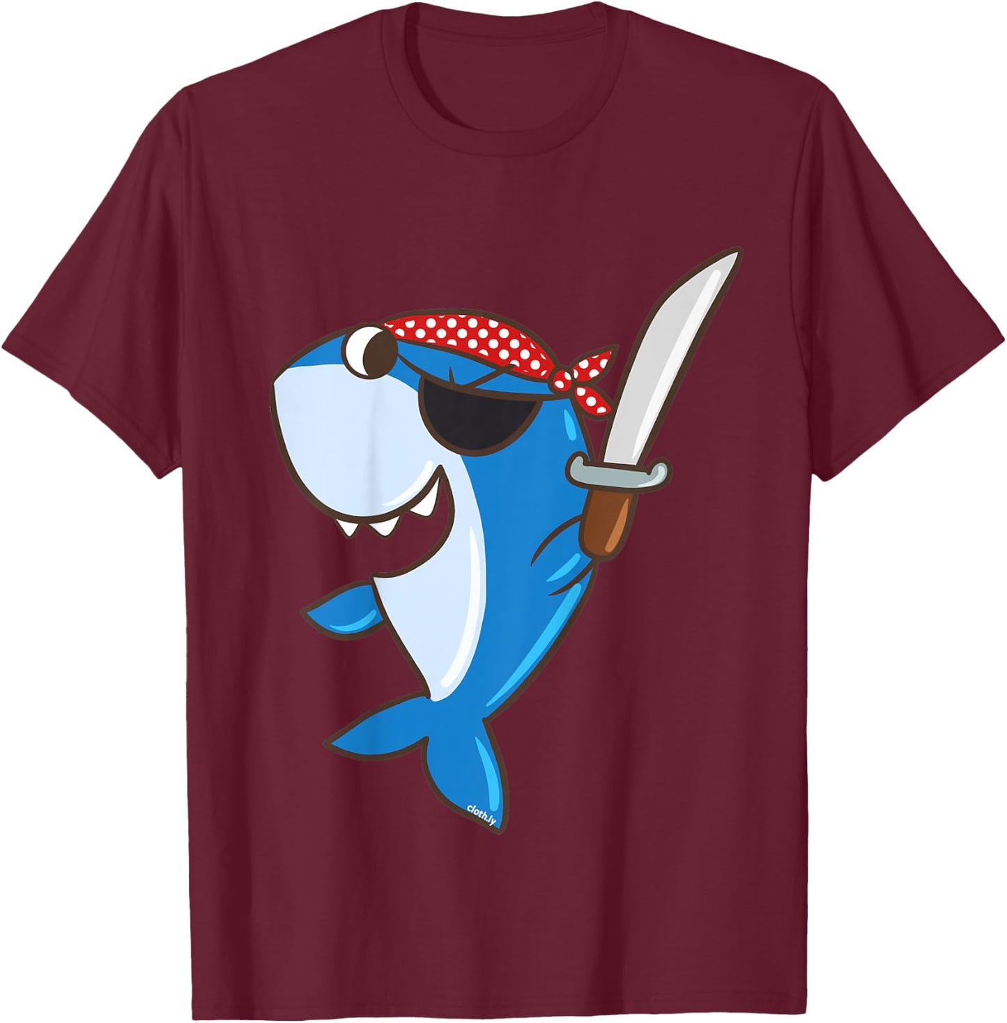 Kids Shark Pirate Cute Pirates Gift Boys Kids Shark Pirate T-Shirt - T-Shirt | Maroon