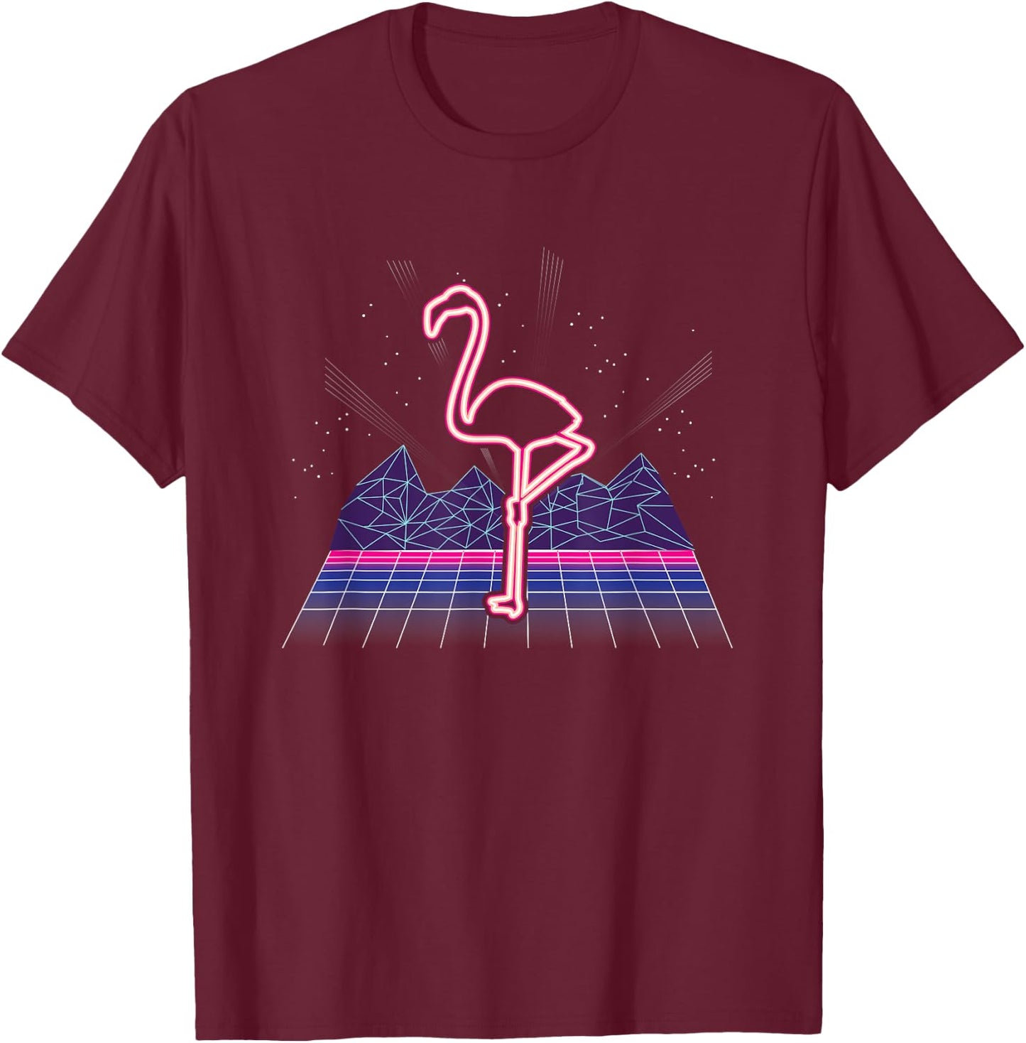 Retro Neon Flamingo 80s I 70s Nostalgic Gift T-Shirt - T-Shirt | Maroon