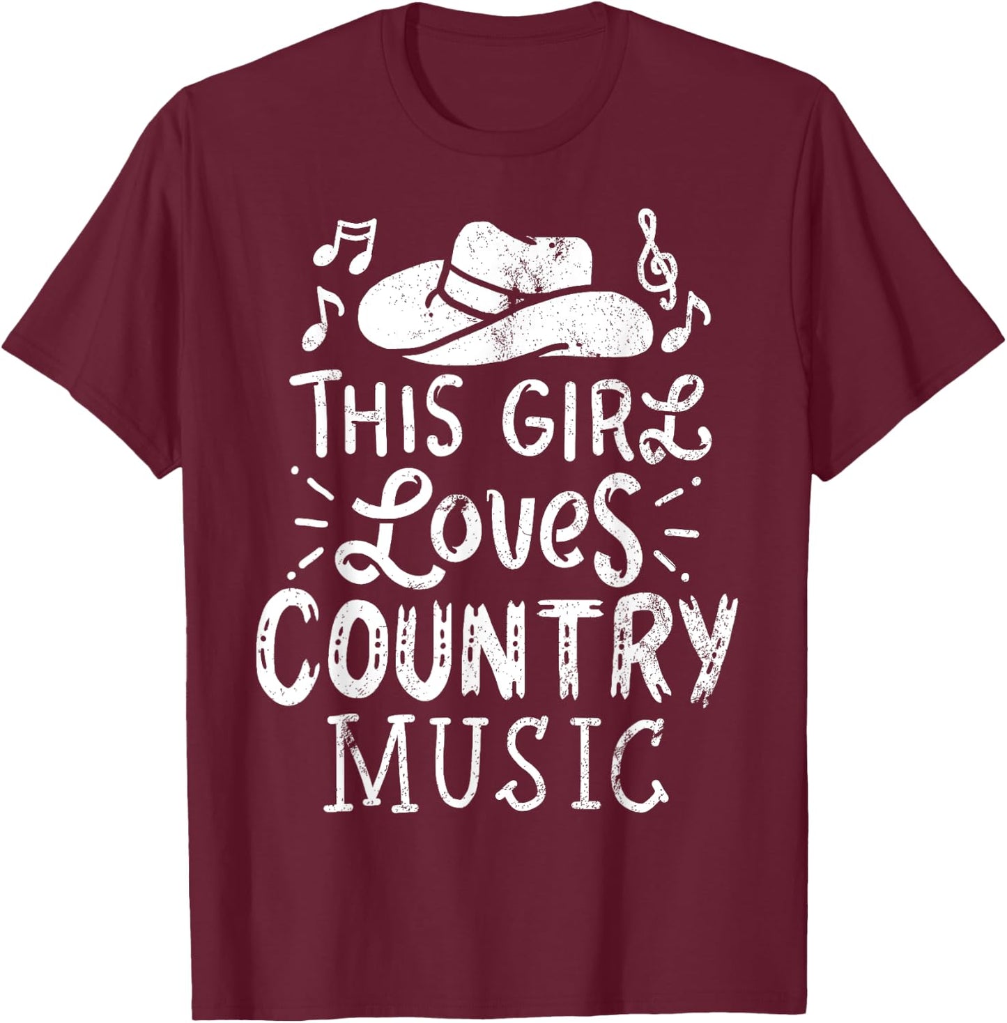 Country Music Western Hat Musician T-Shirt - T-Shirt | Maroon