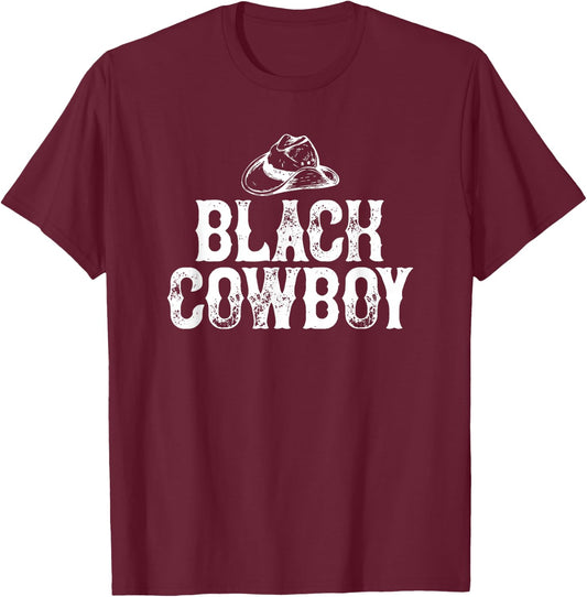 Black Cowboy Vintage Gift T-Shirt - T-Shirt | Maroon