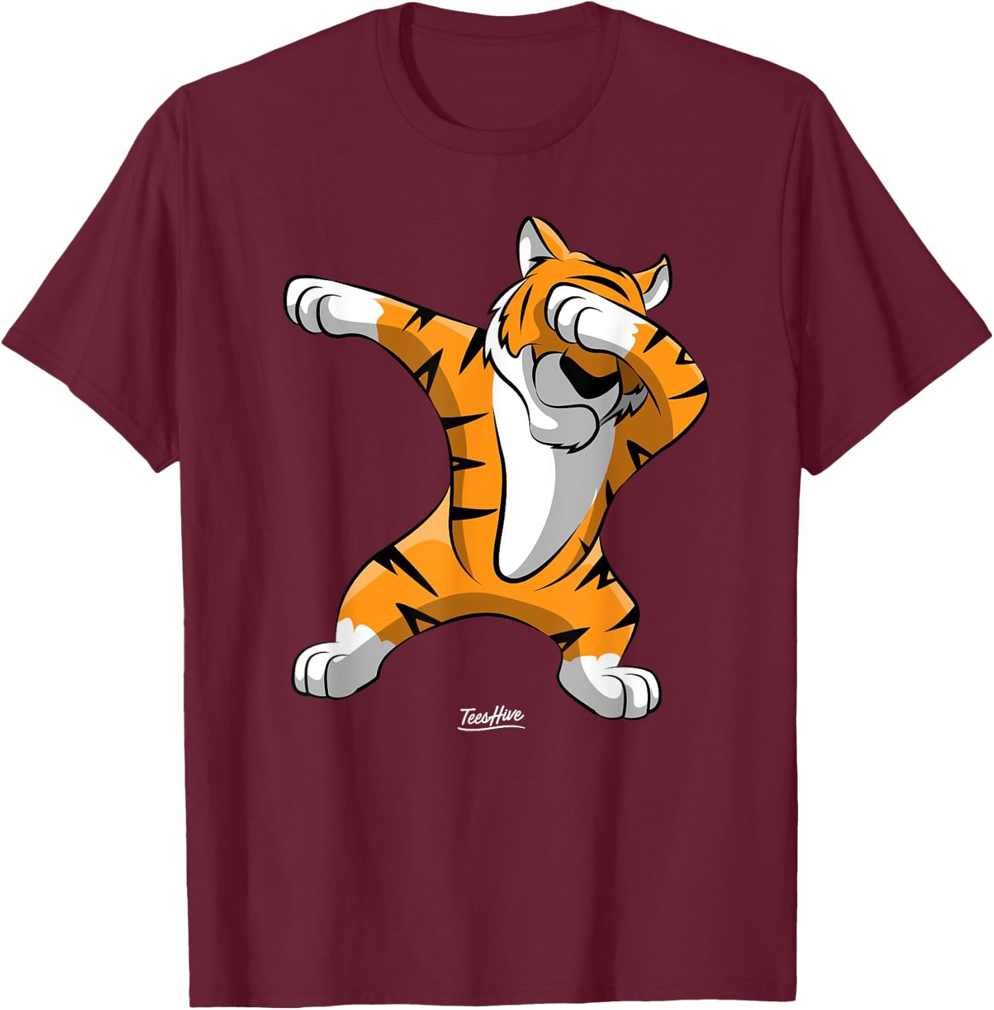 Dabbing Tiger - Boys Tiger T-Shirt - T-Shirt | Maroon