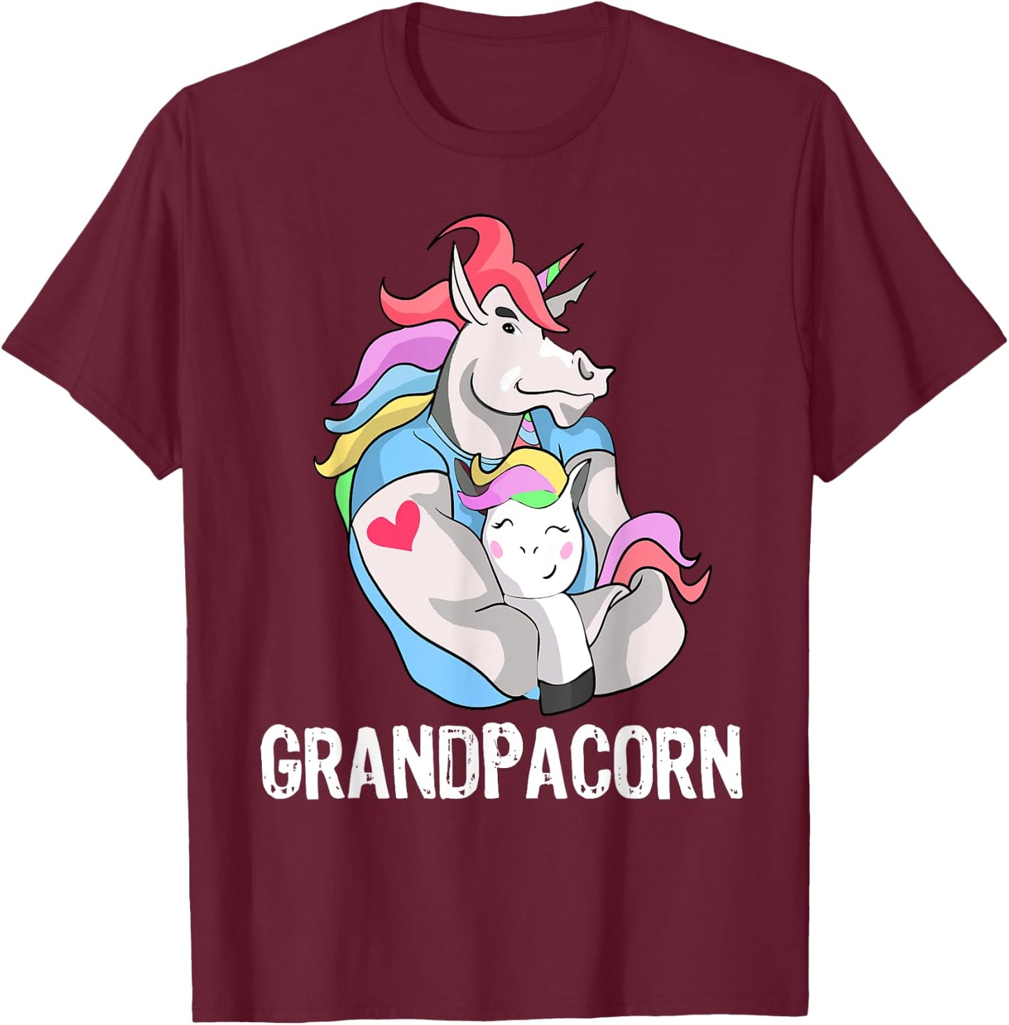 Grandpacorn Unicorn Grandpa and Grandson T-Shirt - T-Shirt | Maroon