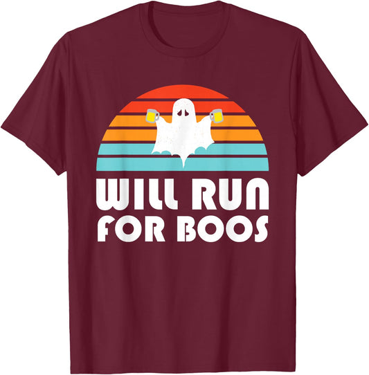 Halloween Running Will Run For Boos Beer T-Shirt - T-Shirt | Maroon