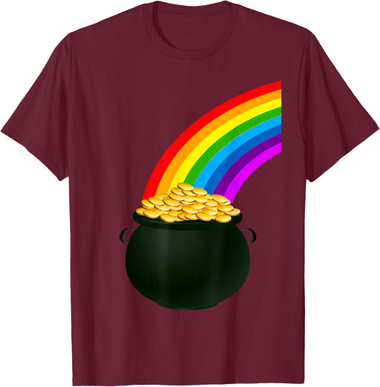 Pot Of Gold Under Rainbow Costume Halloween T-Shirt - T-Shirt | Maroon