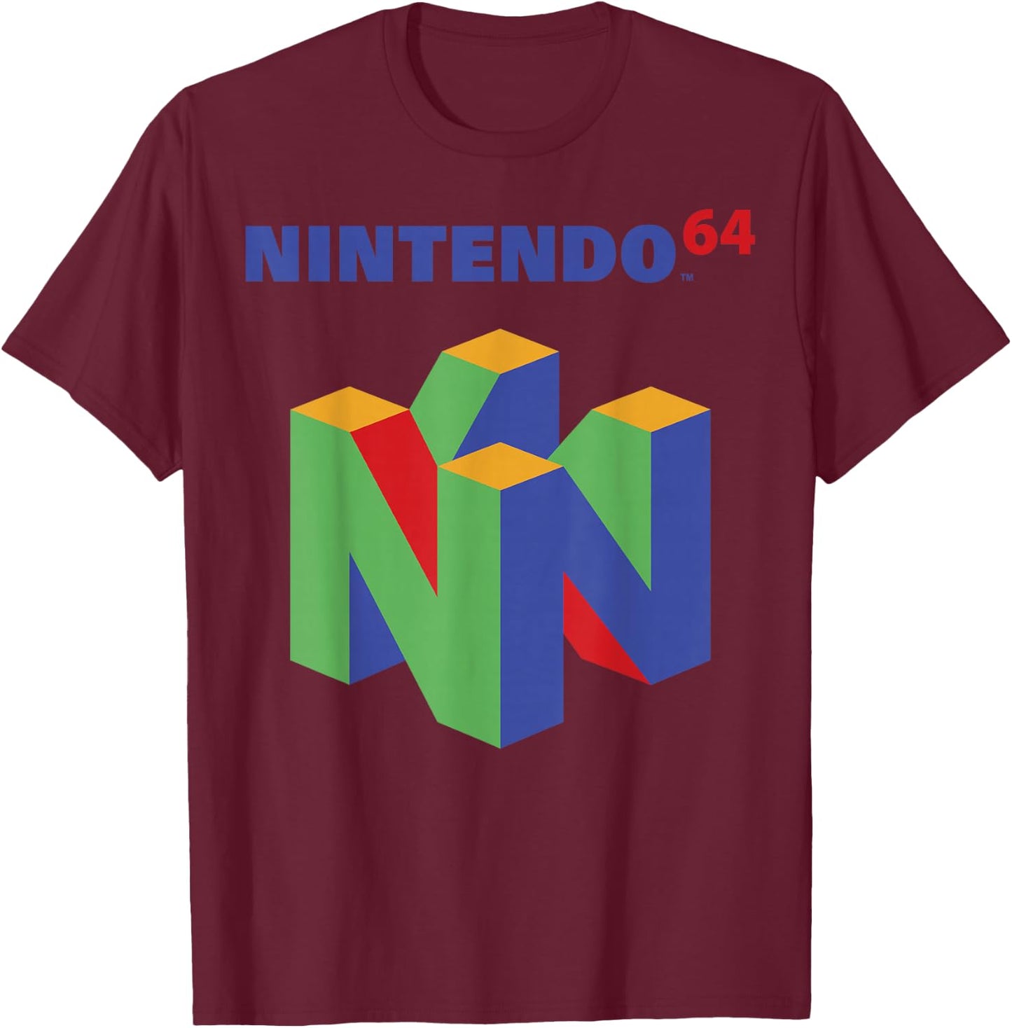Nintendo 64 Logo Colorful Graphic T-Shirt - T-Shirt | Maroon