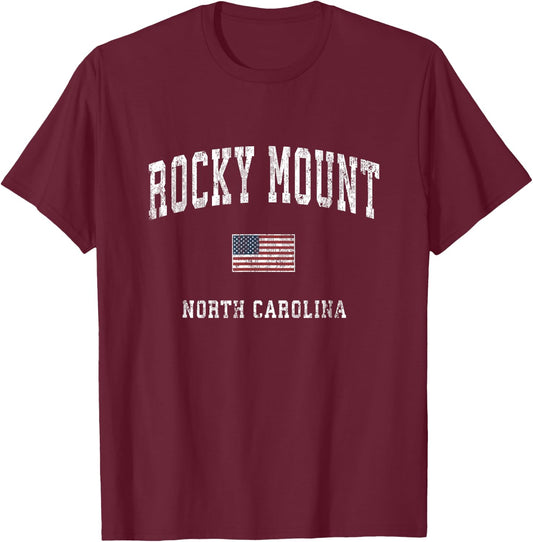 Rocky Mount North Carolina NC Vintage American Flag Sports T-Shirt - T-Shirt | Maroon