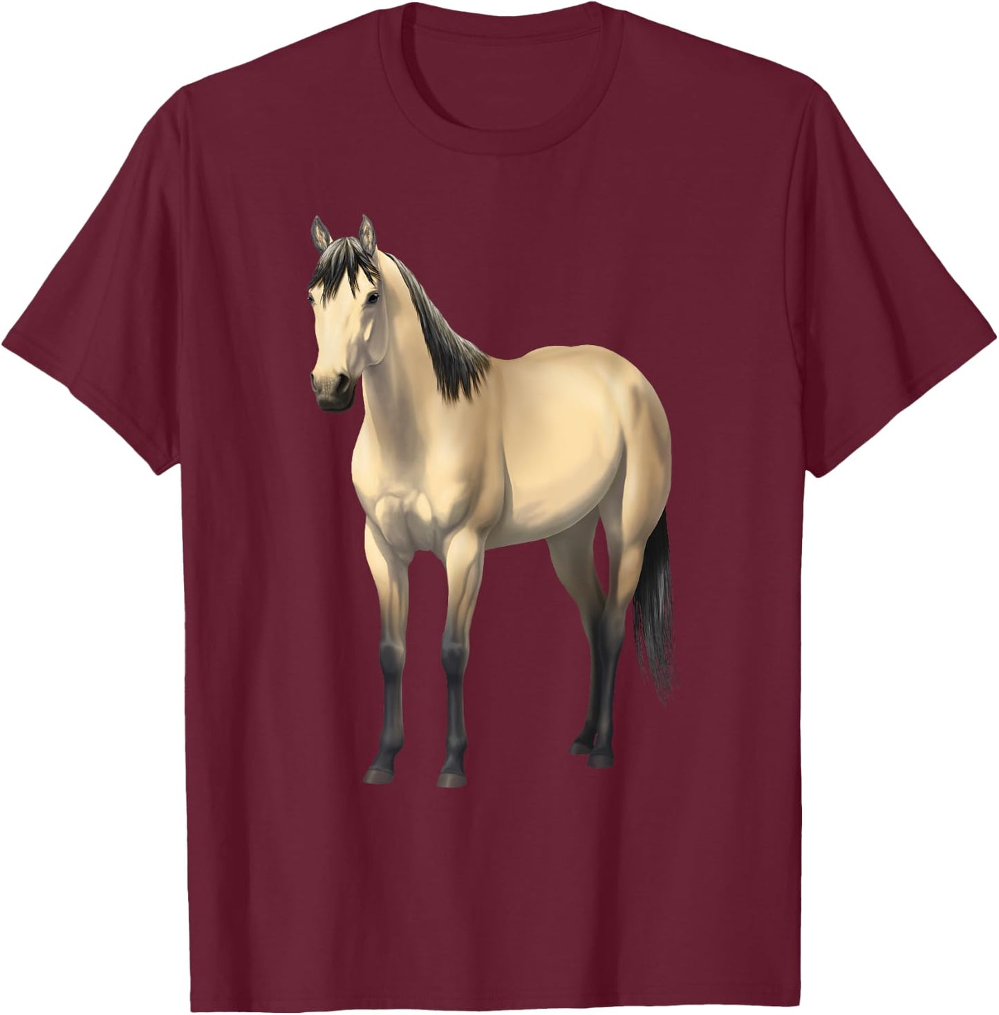 Beautiful Buttermilk Buckskin Quarter Horse T-Shirt - T-Shirt | Maroon