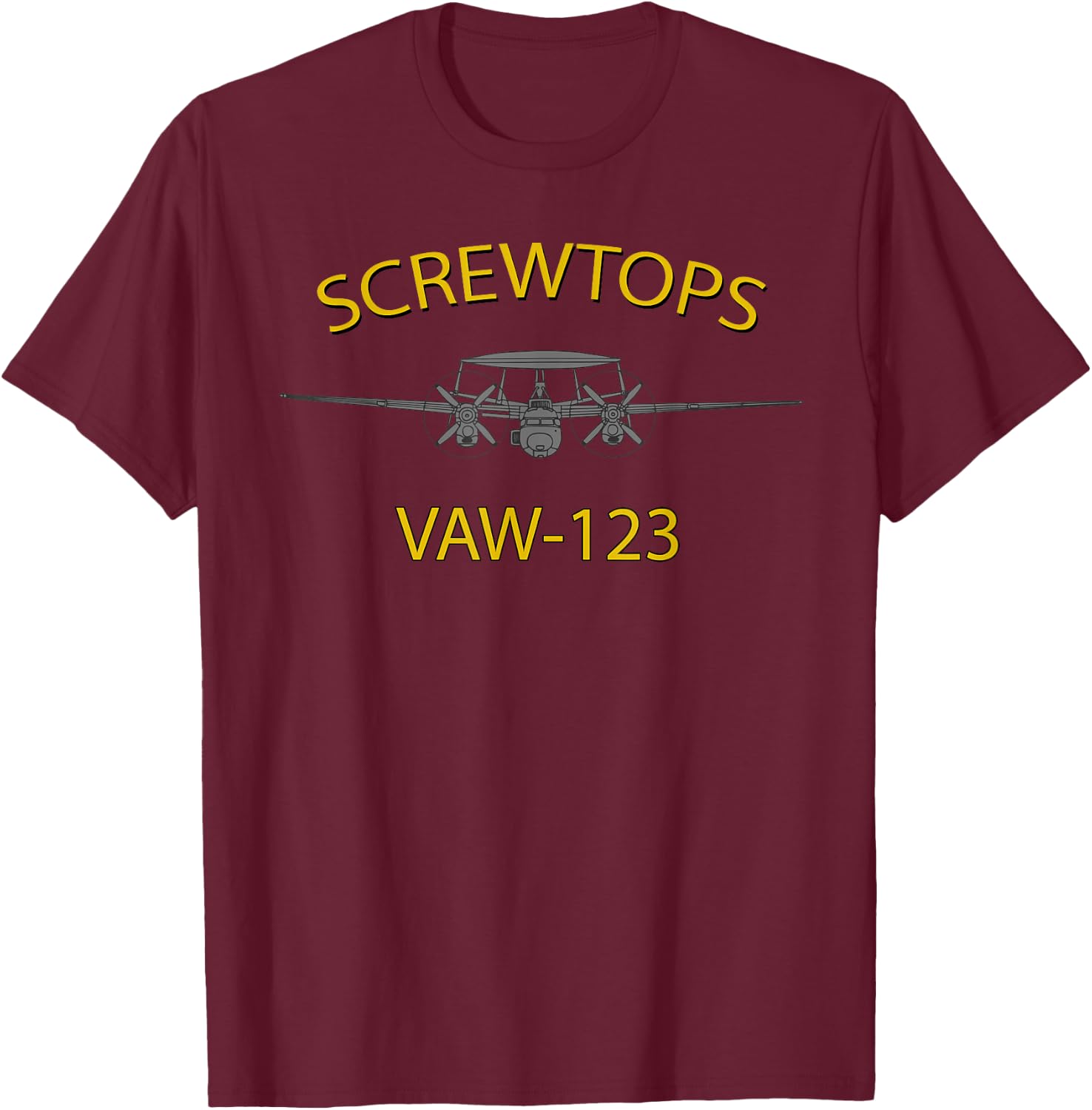 VAW-123 "Screwtops" Squadron E-2 Hawkeye T-Shirt - T-Shirt | Maroon