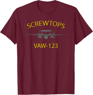 VAW-123 "Screwtops" Squadron E-2 Hawkeye T-Shirt - T-Shirt | Maroon
