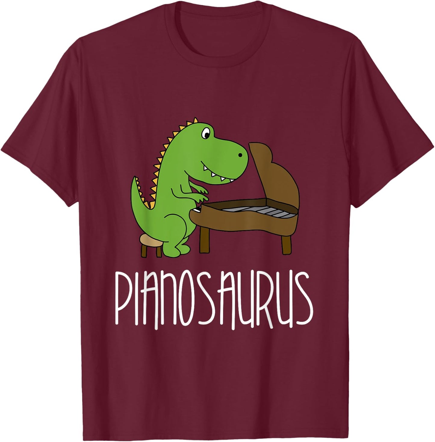 Pianosaurus - Funny Piano Dinosaur Pun T-Rex T-Shirt - T-Shirt | Maroon