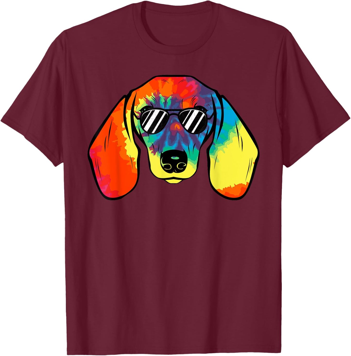 Dachshund - Cute Tie Dye T-Shirt - T-Shirt | Maroon